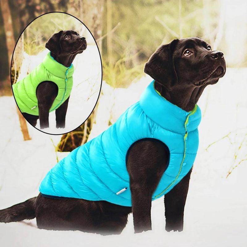 Colete de frio para Cachorros - Dupla face e Impermeável - Vermelho e Azul