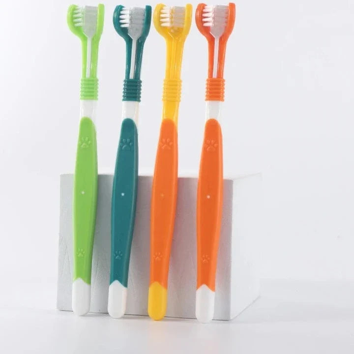 Escova de Dente para Pet Cabeça Tripla WePetz - Compre 1 Leve 4