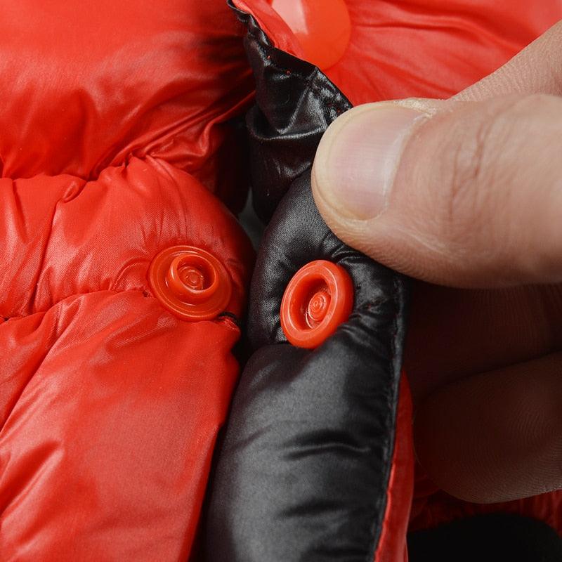 Colete de frio para Cachorros - Dupla face e Impermeável - Vermelho e Azul
